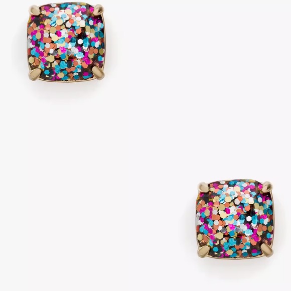 New Kate Spade - Small MultiGlitter Square Stud Earring - Picture 6 of 11